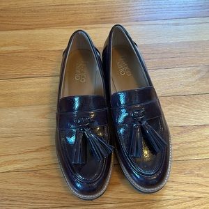 Franco Sarto patent leather loafer brown burgundy